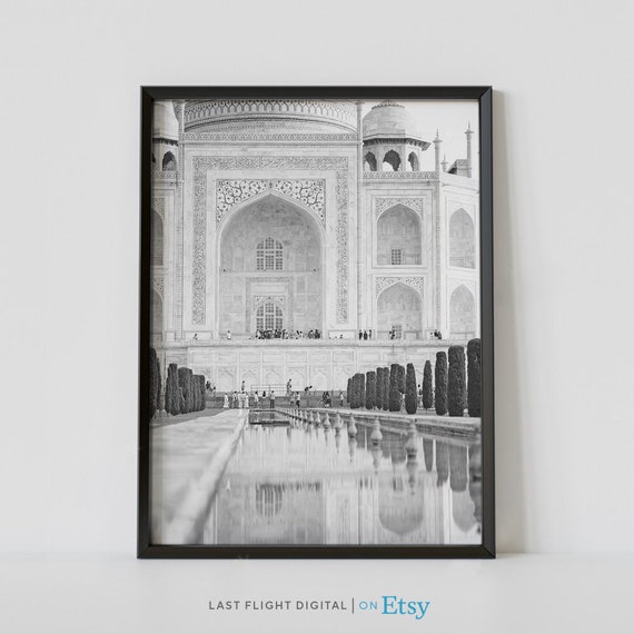 India Poster Taj Mahal Agra Print Decor Art India Print Agra Poster Black And White Photography Asia Wall Art Monument Temple Art