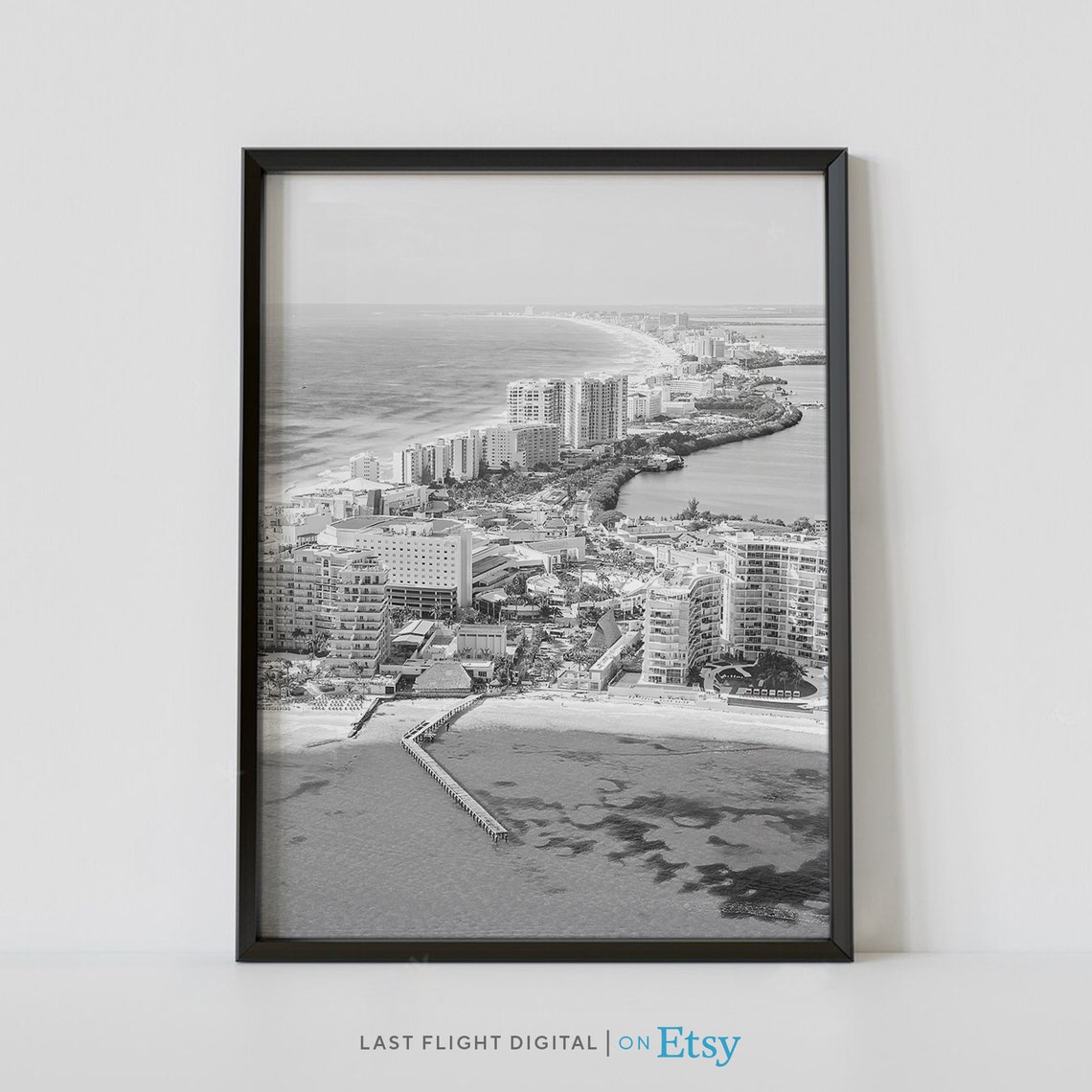 Cancun Beach Resort Coast Aerial Pier Mexico Caribbean Poster