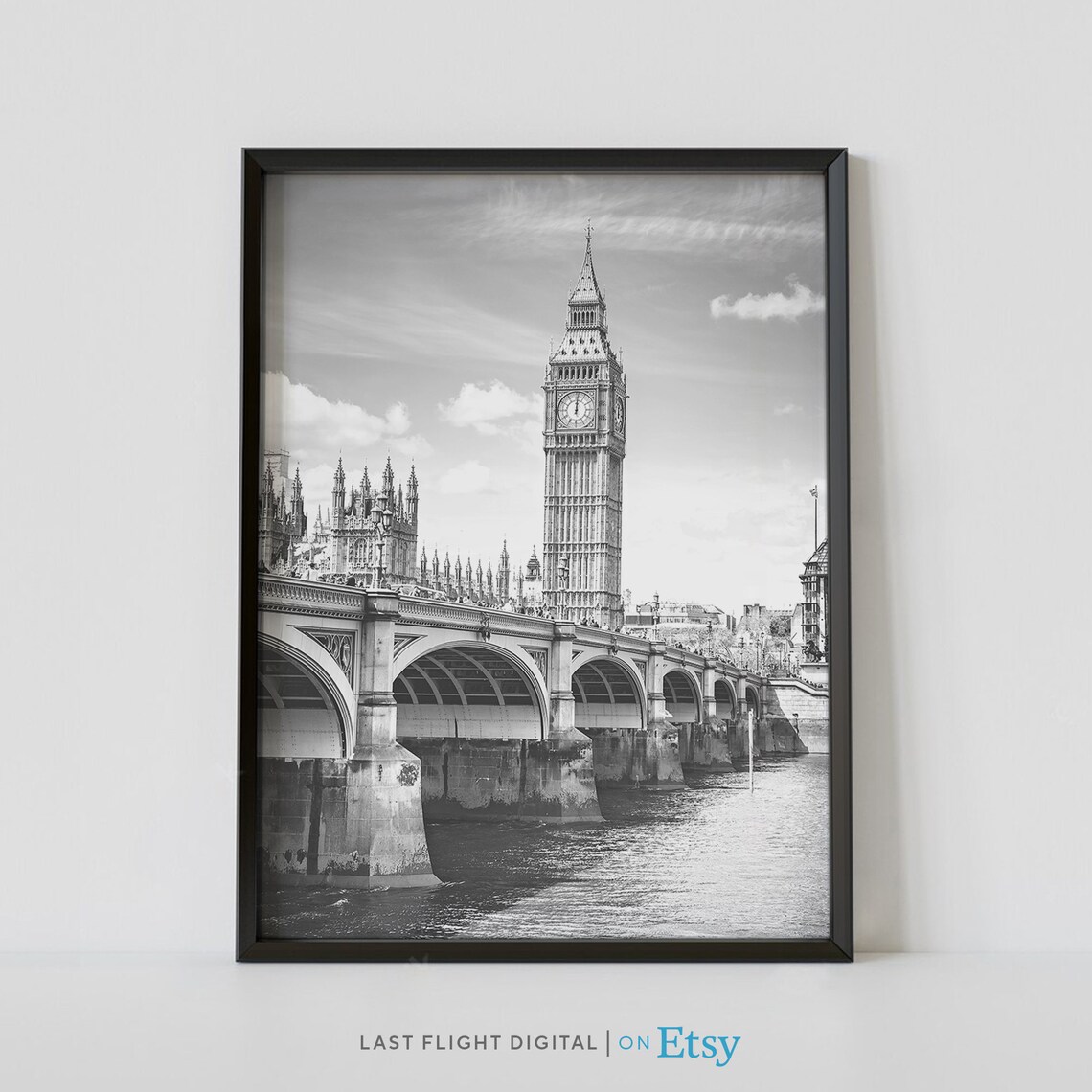 London Big Ben England Travel Poster, Black And White