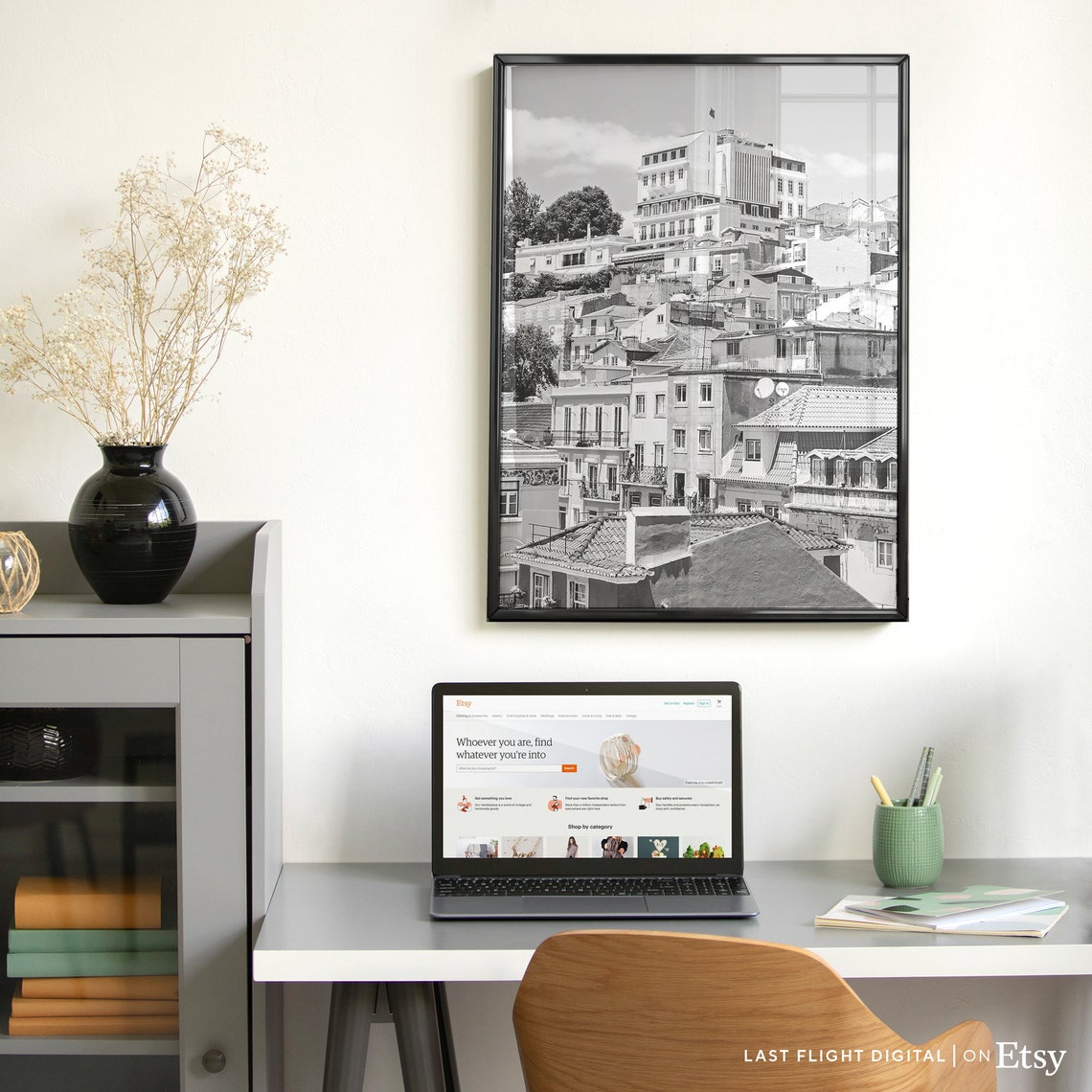 Portugal Poster Lisbon Poster Town Aerial Portugal Art Lisbon Print Portugal Print Black White Photography Downtown Commerce Square - Image 5