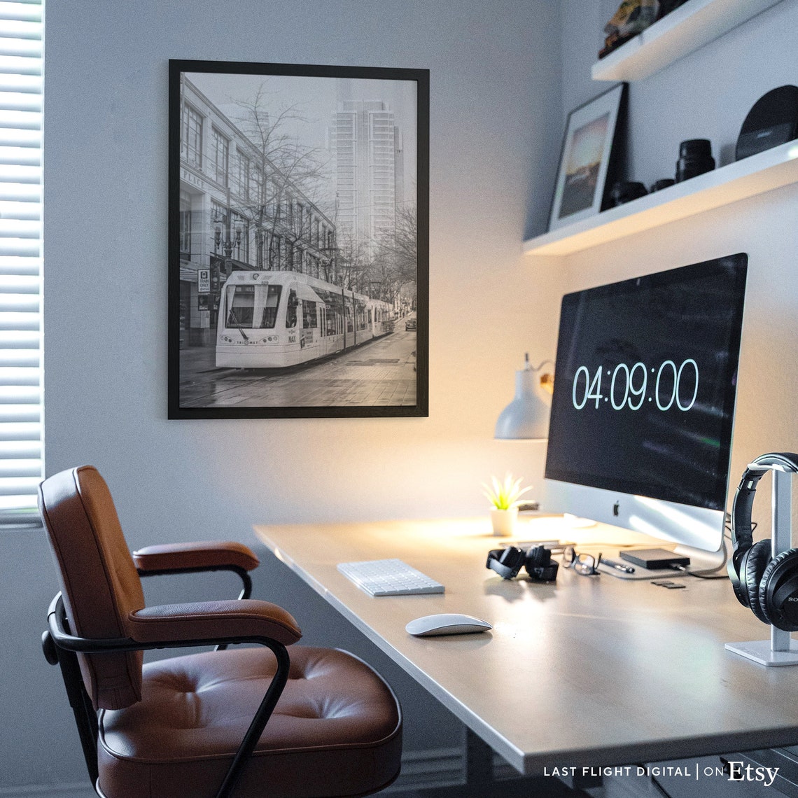 Portland Oregon TriMet MAX Train Downtown Line Black White Poster - Image 3