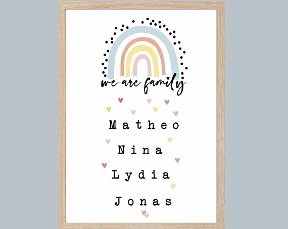 Gift Family Housewarming Gift Personalized Family Poster Home Poster Family Poster Rainbow Poster We Are Family