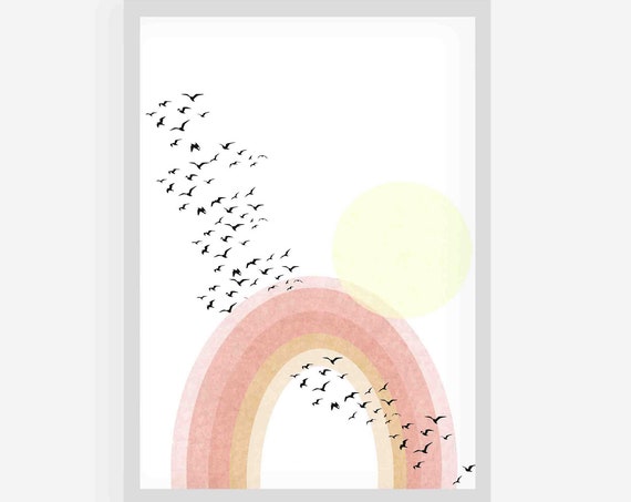 Rainbow Poster Boho Rainbow Gift Girlfriend Sun Boho