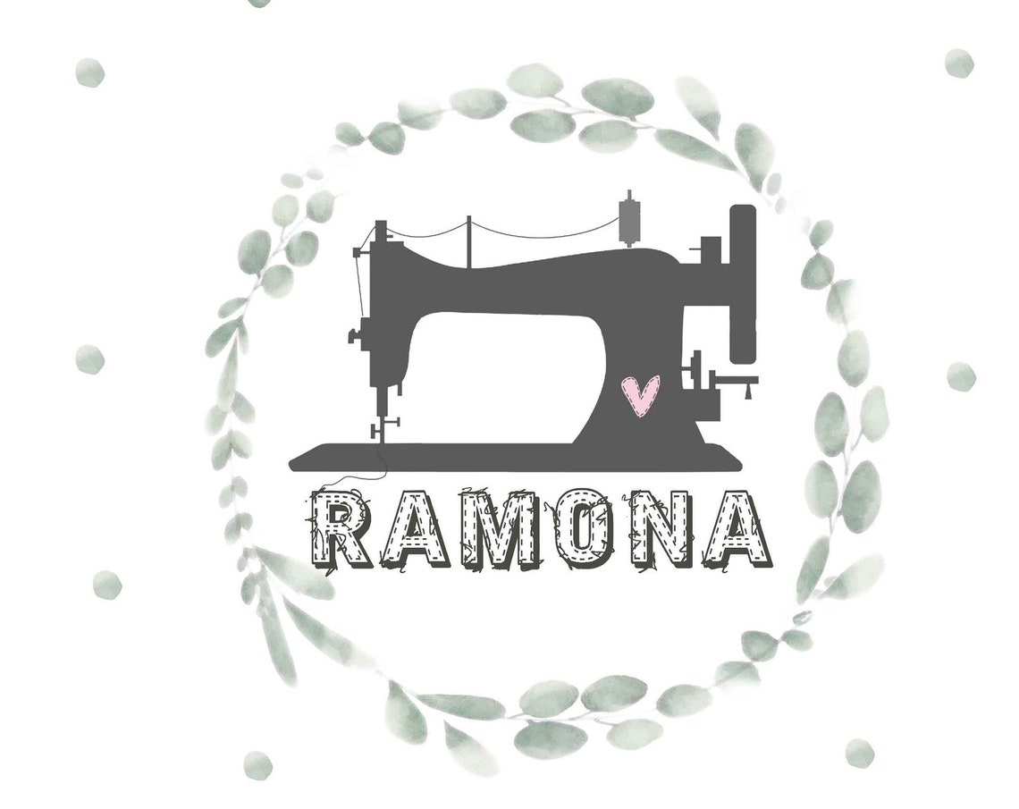 Personalized Sewing Machine Name Art With Heart Wreath Poster
