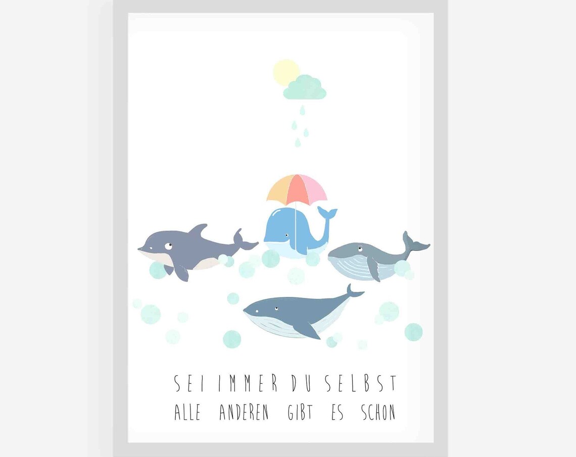 Whale Nursery Poster, Nursery Gift for Baptism