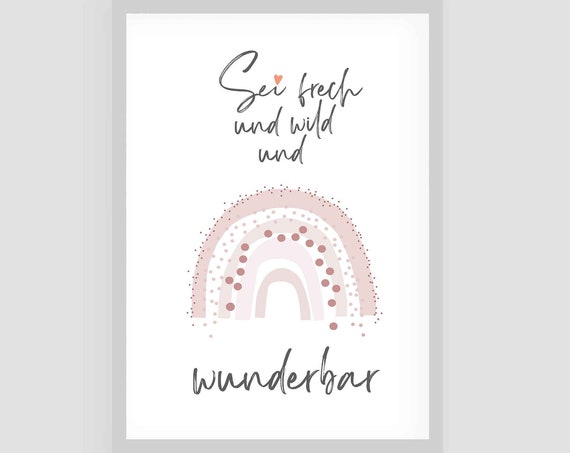 Poster Baptism Gift Birthday Gift Gift For Birth Gift Birth Nursery Poster Rainbow Be Naughty And Wild