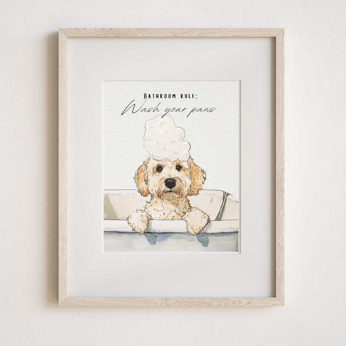 Custom Watercolor Pet Portrait Bathroom Wall Print