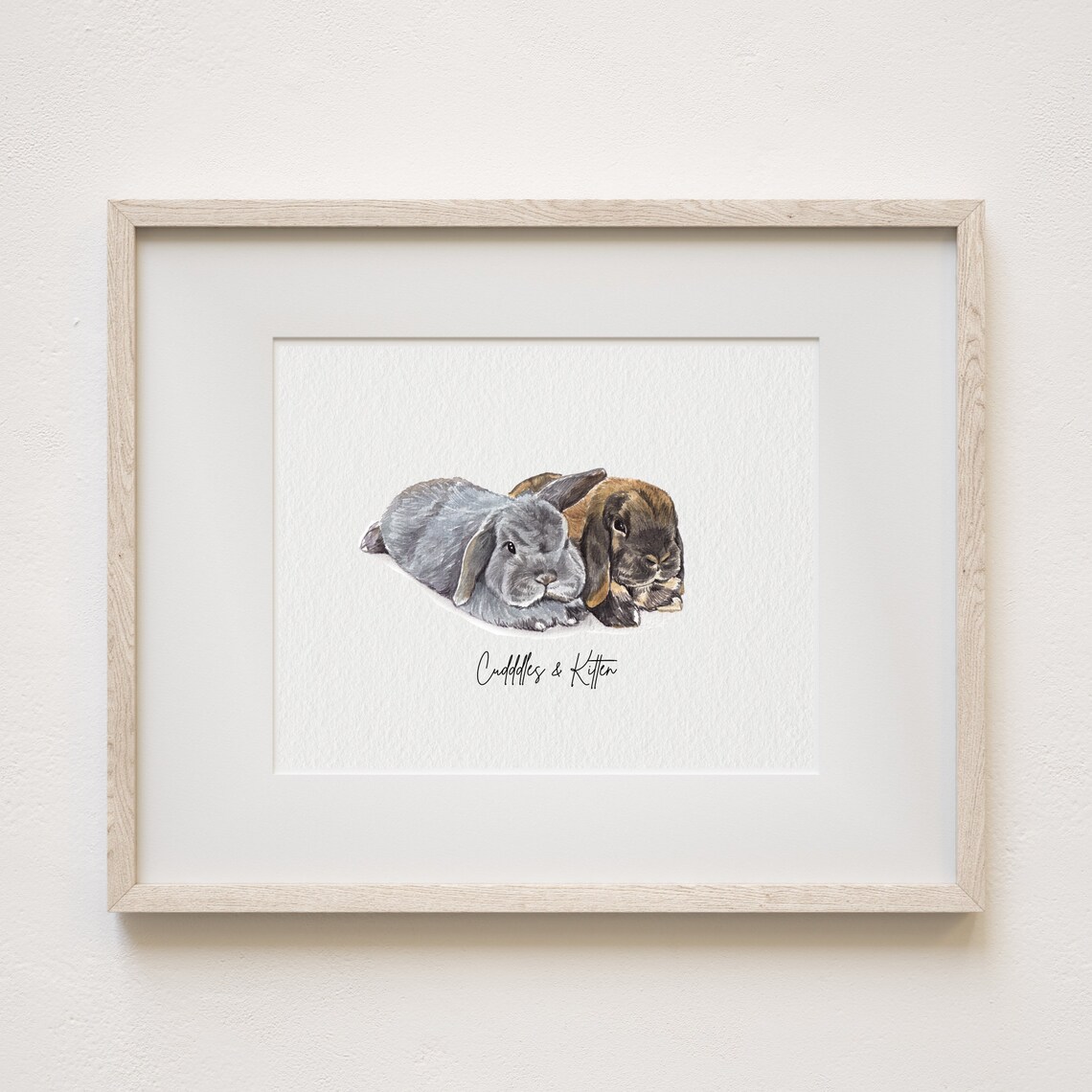 Mini Custom Watercolor Rabbit Portrait Art Print