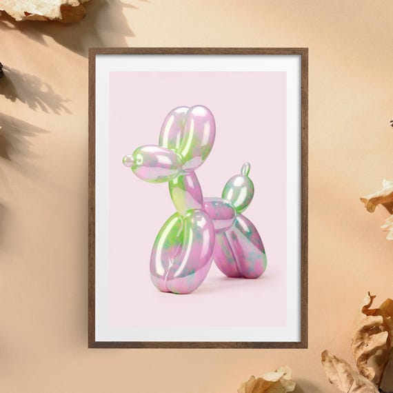 Balloon Dog Wall Art Pastel Animal Print Pop Poster Colorful Nursery Funny Room Decor