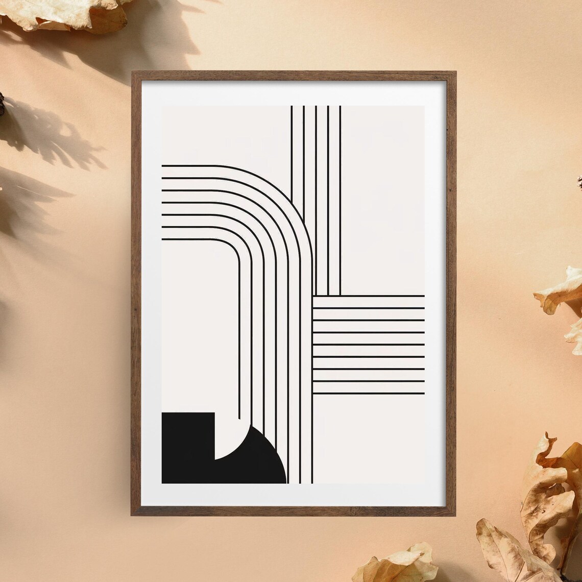 Minimalist Line Art Print Black And White Wall Geometric Abstract Poster Modern Architecture Inspired Artwork