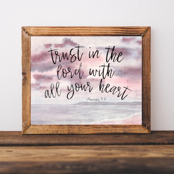 Trust in the Lord Proverbs 3:5 Watercolor Scripture Verse Poster