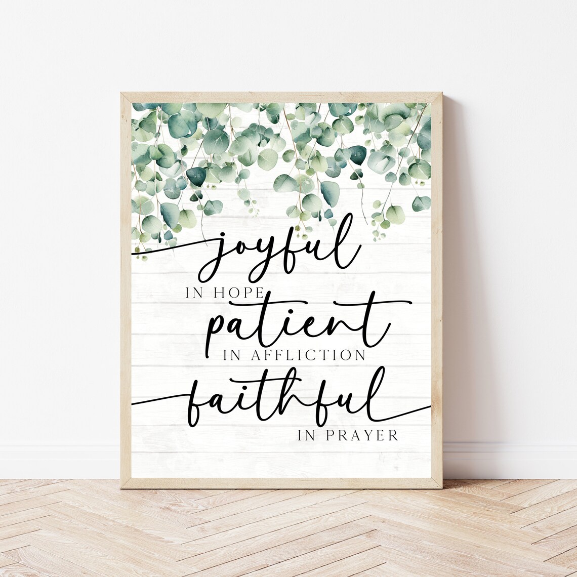 Romans 1212 Farmhouse Christian Home Sign Prayer Wall Art Rustic Bible Verse Print Joyful In Hope Scripture Office Decor