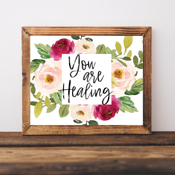 You Are Healing Floral Wreath Therapy Office Encouragement Art Poster