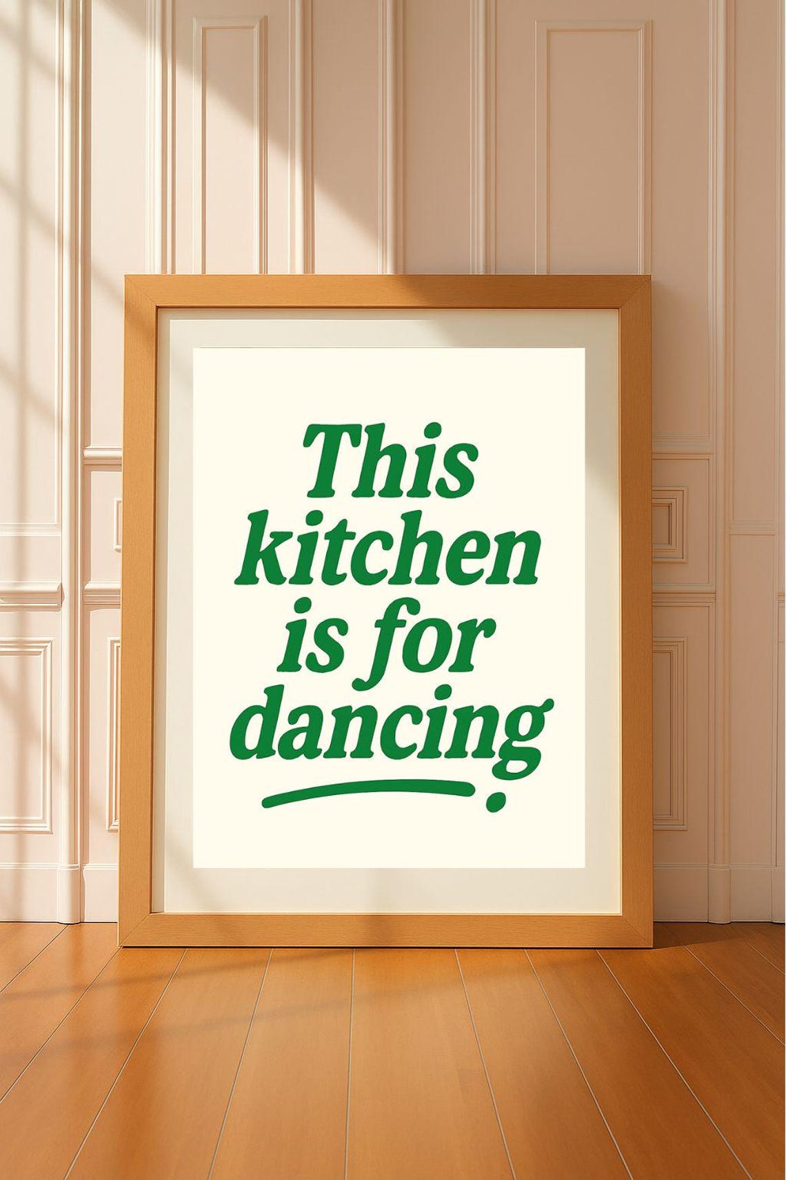 This Kitchen Is for Dancing Green Retro Script Kitchen Quote Poster