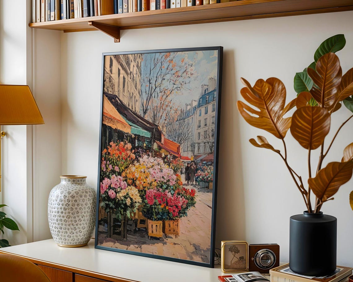Parisian Flower Market Painting Paris Art Abstract Floral Print French Art Decor Parisian Street Art Henri Matisse Art