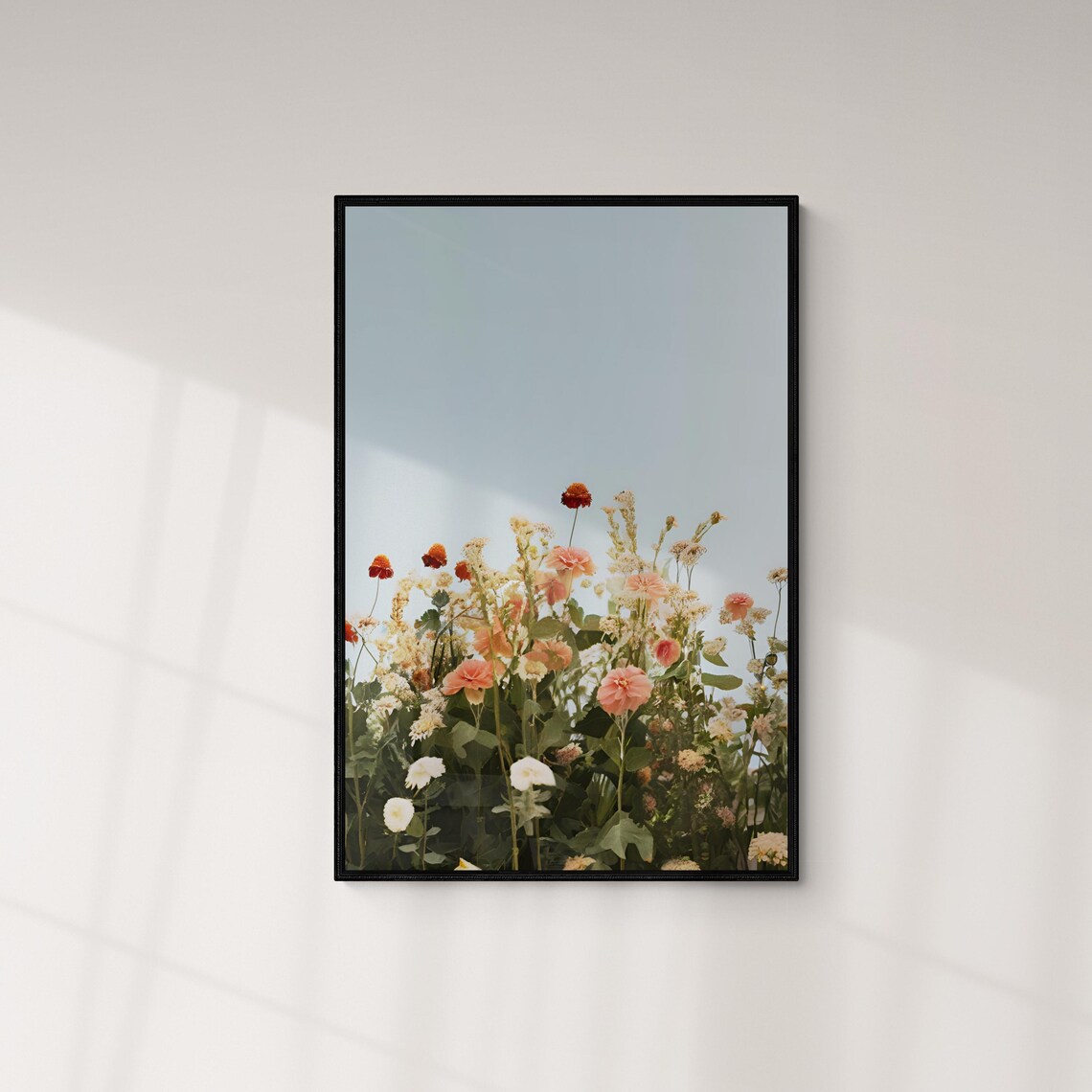 Wildflower Meadow Blooms Against Pale Sky Minimalist Floral Art Poster - Image 4