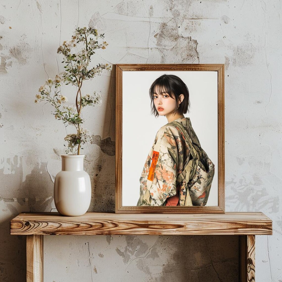 Street Style Woman Kimono Jacket Japanese Pattern Fashion Photo Poster - Image 3