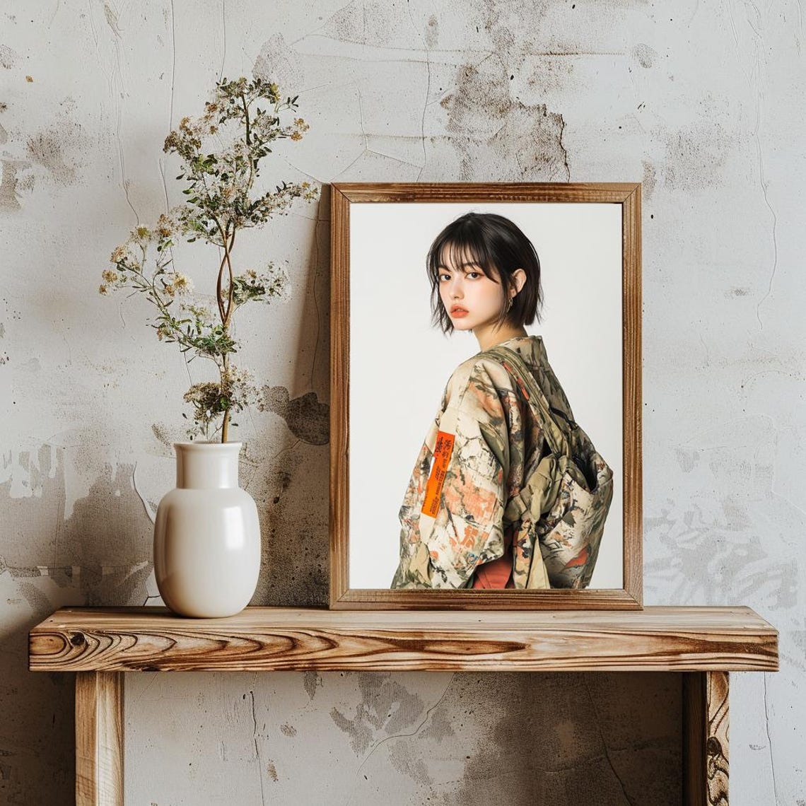 Stylish Modern Streetwear Portrait Of A Japanese Lady In Traditional Clothes Edgy Asian Fashion Photography Wall Art - Image 3
