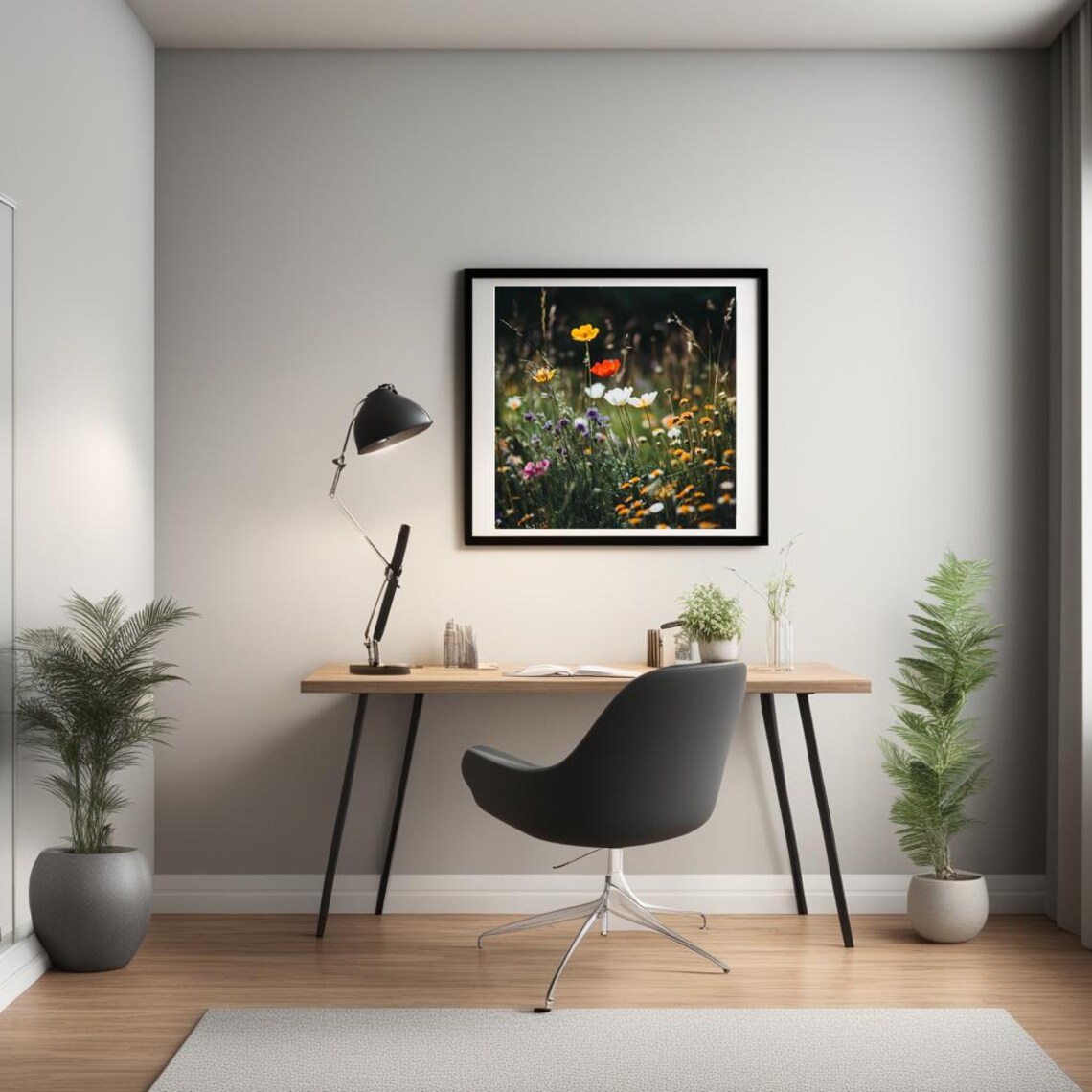 Colorful Wildflower Meadow Poppies Daisies Photography Poster - Image 2