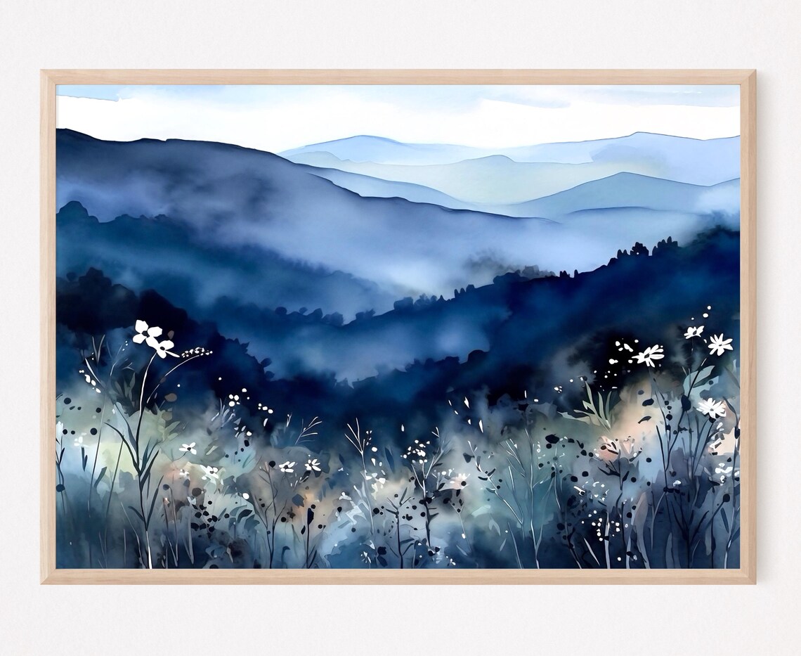Blue Ridge Mountain Watercolor Travel Poster