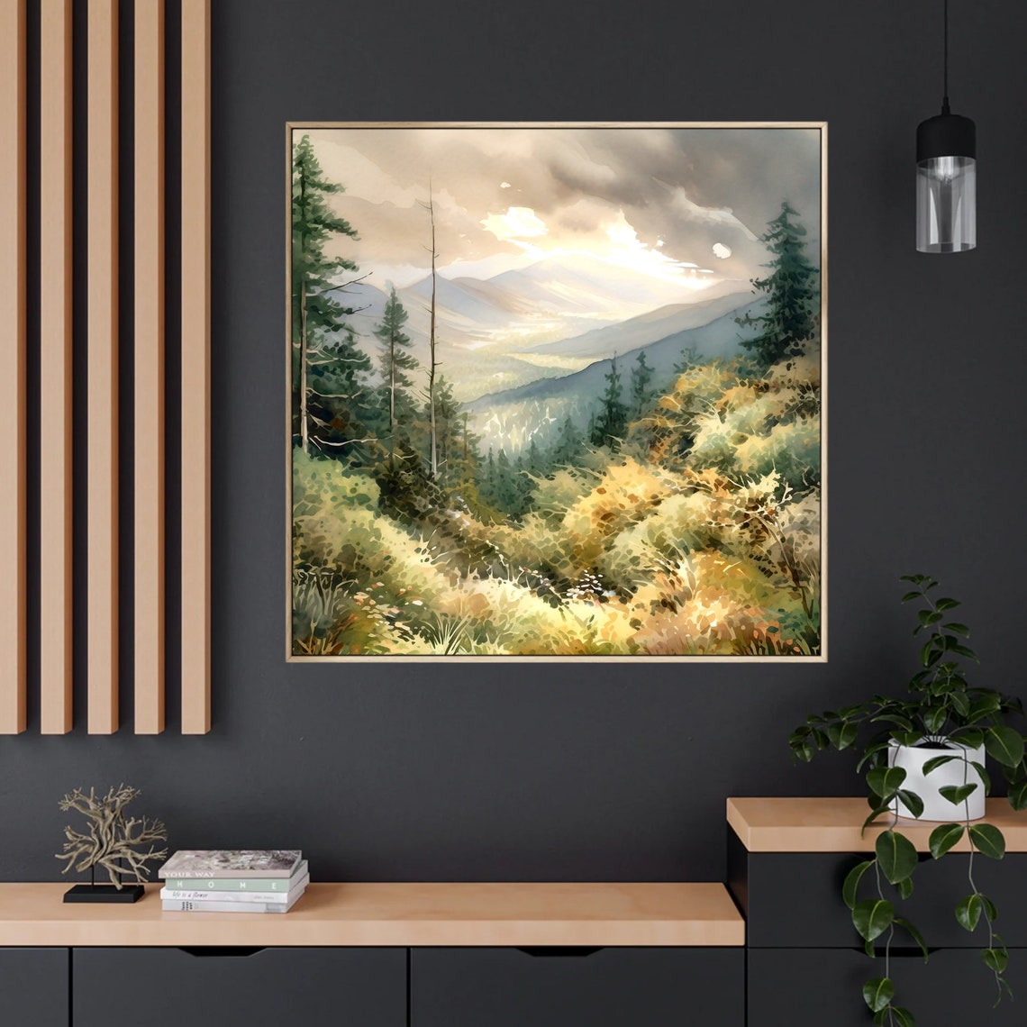 Great Smoky Mountains Misty Layered Ridges Sunlight Watercolor Poster - Image 4