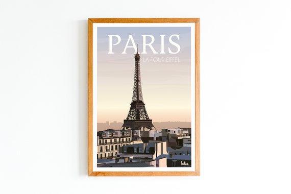 Paris Eiffel Tower Minimalist Vintage Travel Poster