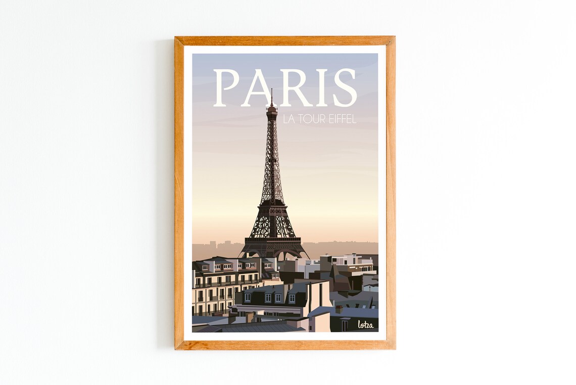 Paris Eiffel Tower Minimalist Vintage Travel Poster