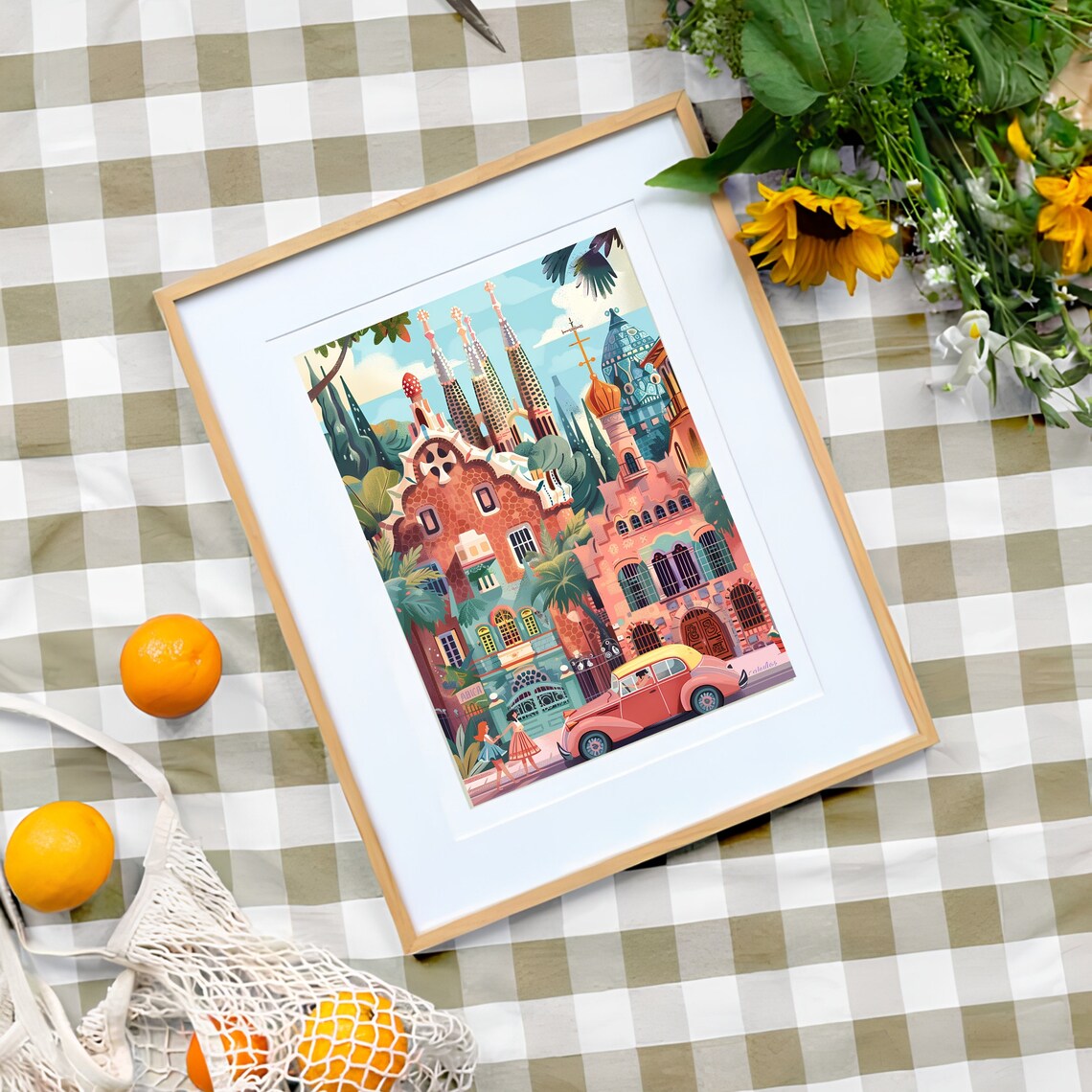 Barcelona Illustration Travel Poster, Sagrada Familia - Image 3