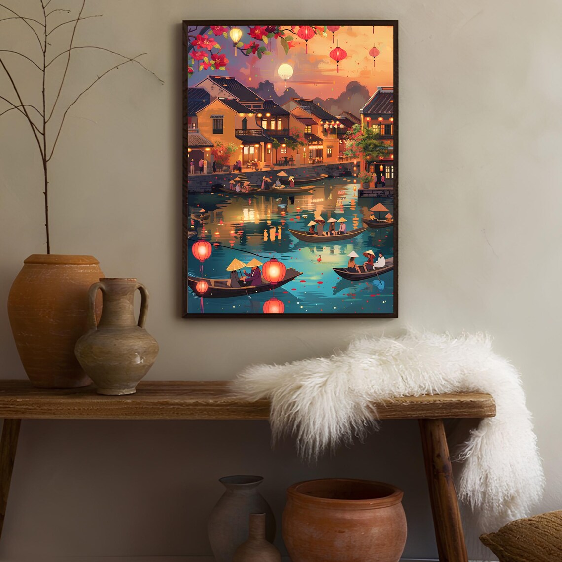 Vietnam Lantern Festival Travel Poster, Hue Illustration - Image 2
