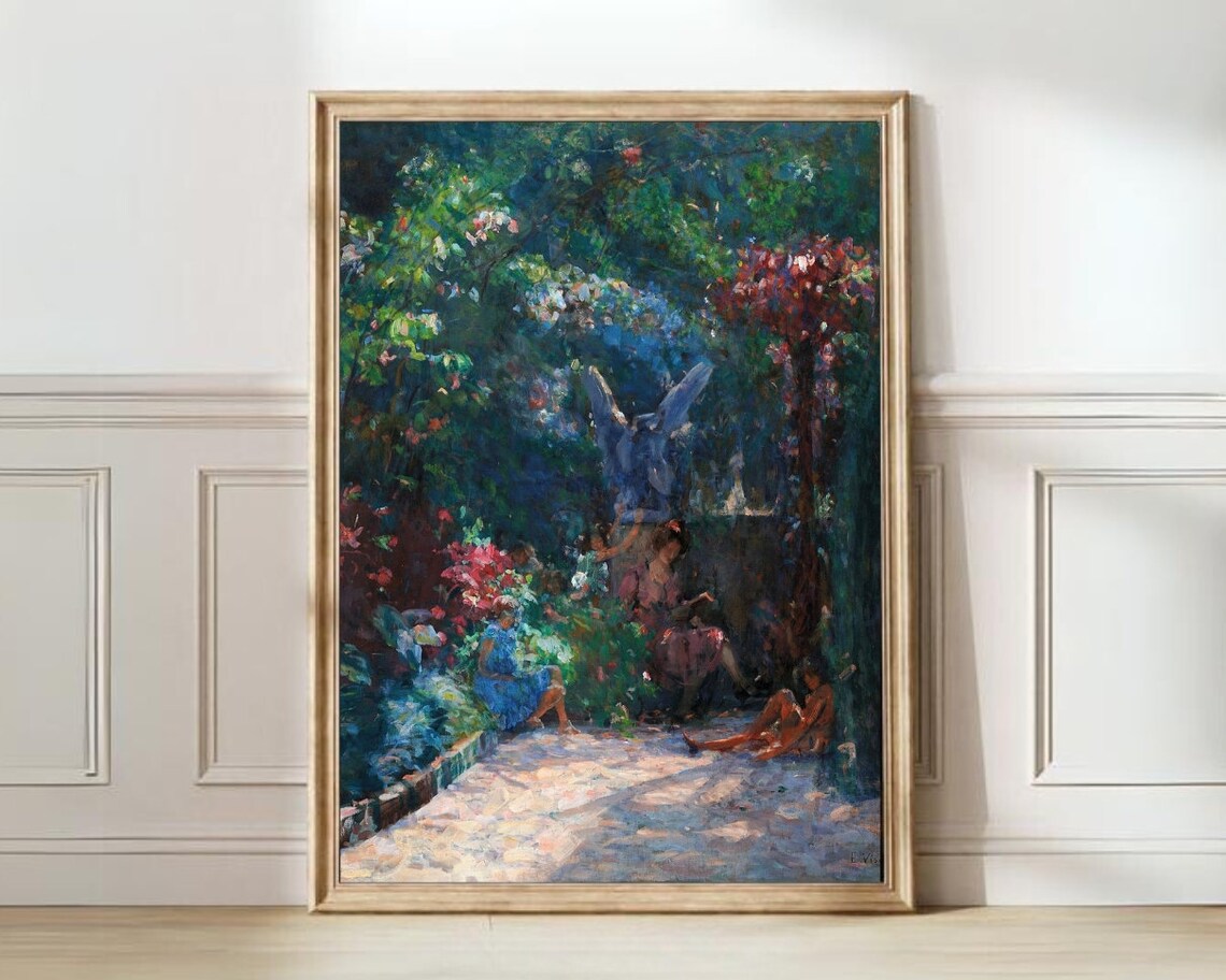 Vintage Flower Painting, Rustic Country Art Print
