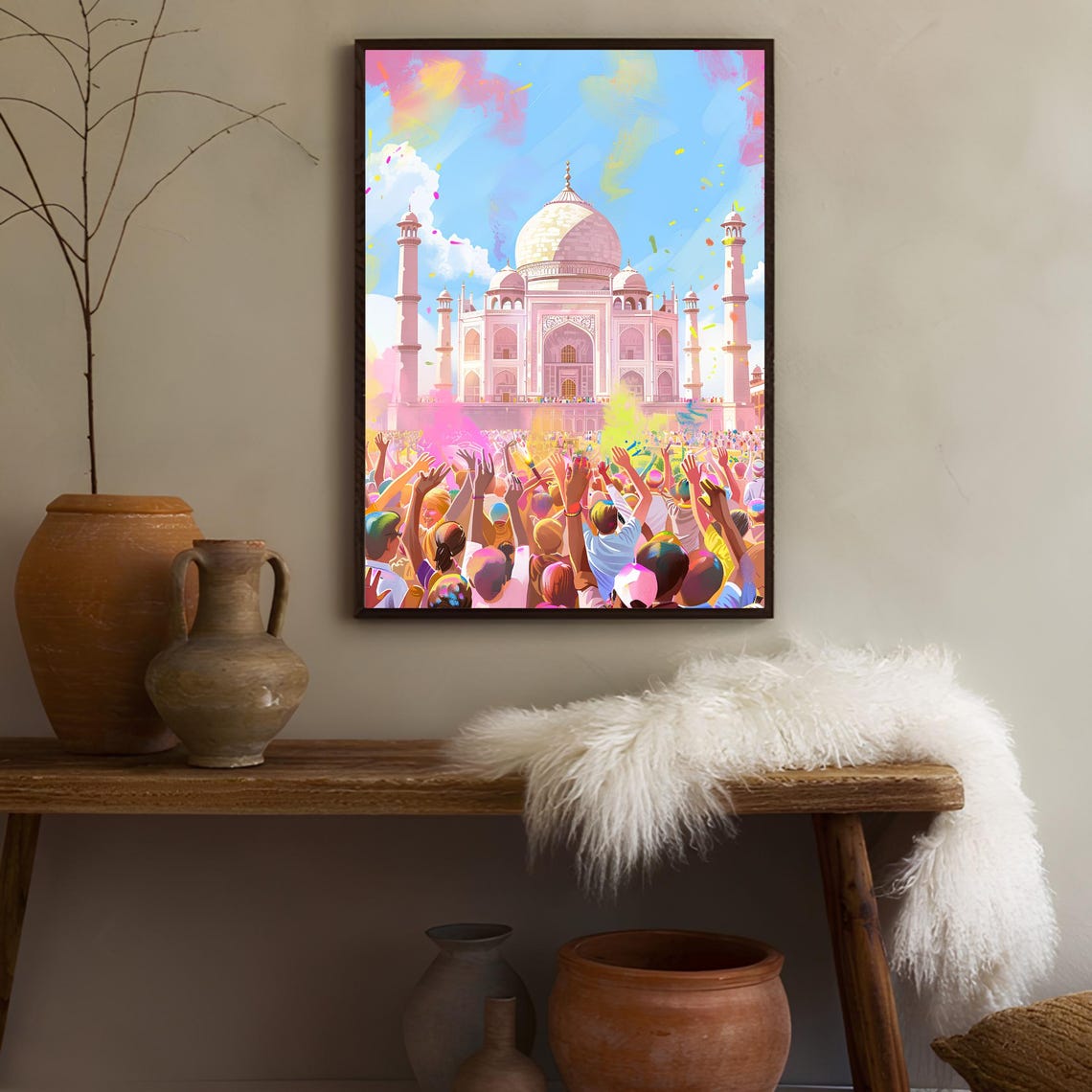 India Print India Illustration Taj Mahal Print Taj Mahal Poster Holi Print India Travel Poster India Painting India Gift Travel Gallery - Image 2