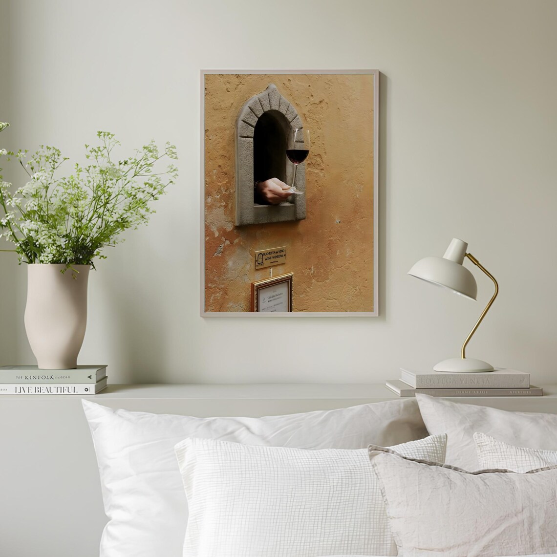 Florence Wine Window Travel Poster, Beige Kitchen Art - Image 2