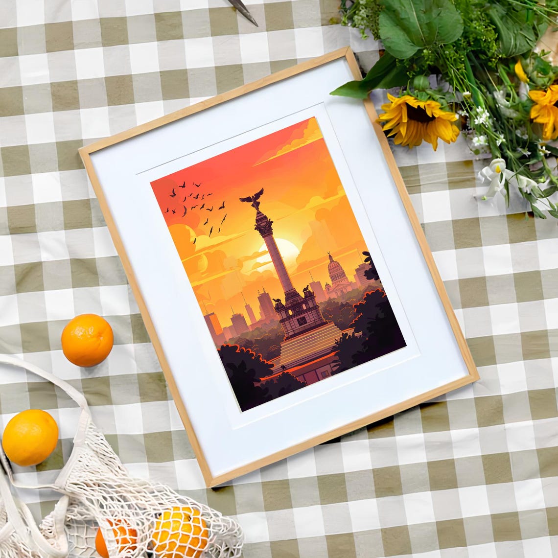 Mexico City Angel of Independence Monument Sunset Sky Poster - Image 3