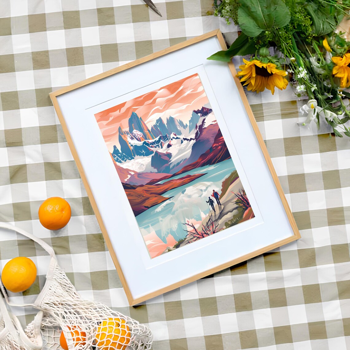 Patagonia Chile Travel Poster, Mountain Landscape - Image 3