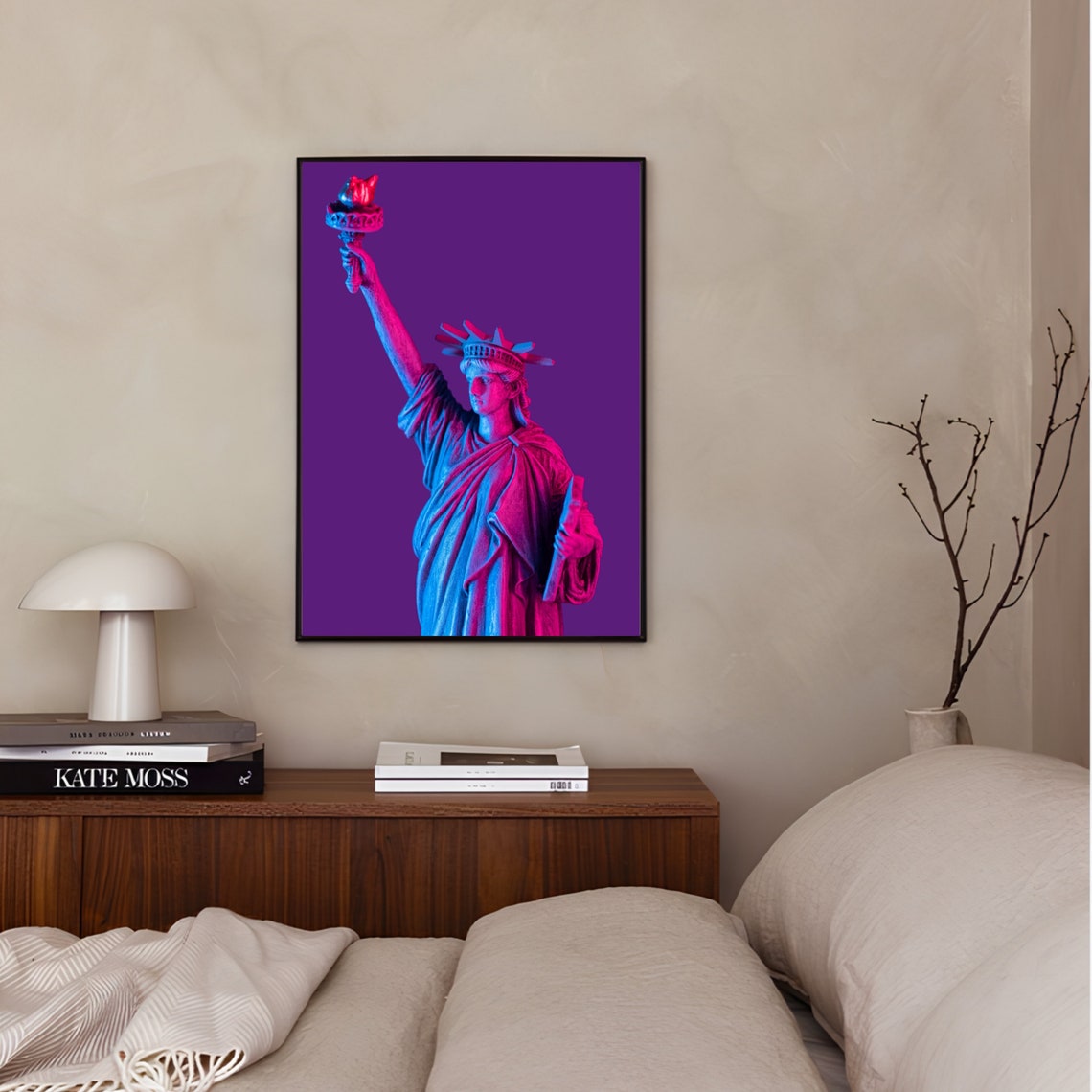 Statue of Liberty Neon Pink and Blue Pop Art Maximalist Poster - Image 3