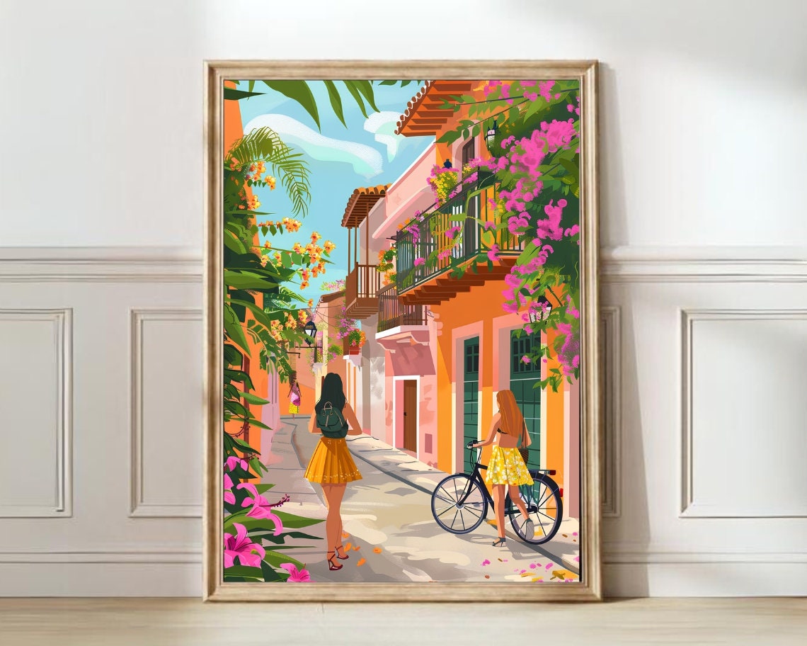 Cartagena Print Colombia Illustration Cartagena Travel Poster Cartagena Painting Floral Print Nostalgia Print