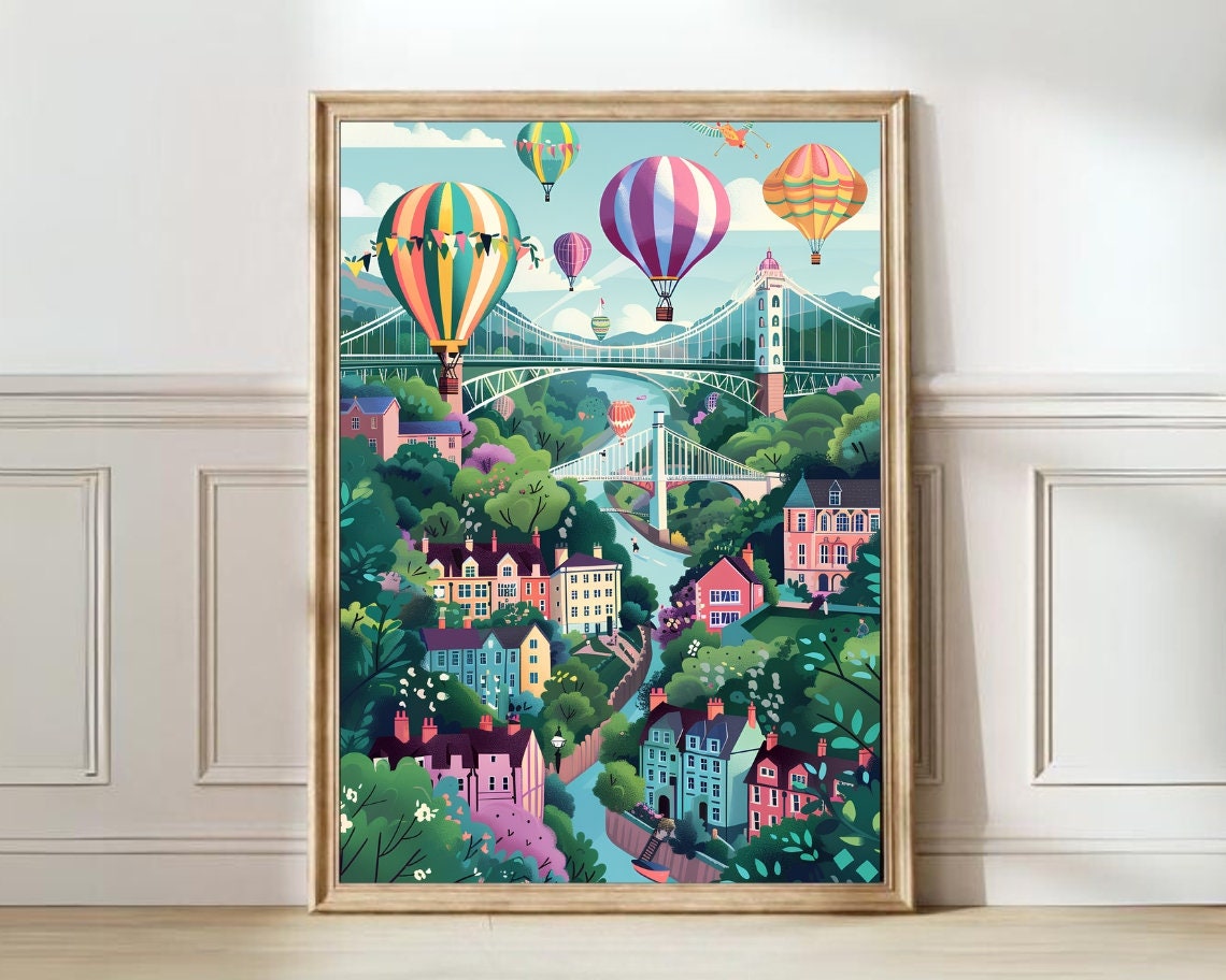 Bristol Hot Air Balloons Over Clifton Suspension Bridge Poster