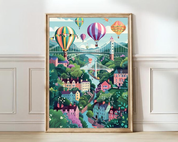 Bristol Hot Air Balloons Over Clifton Suspension Bridge Poster