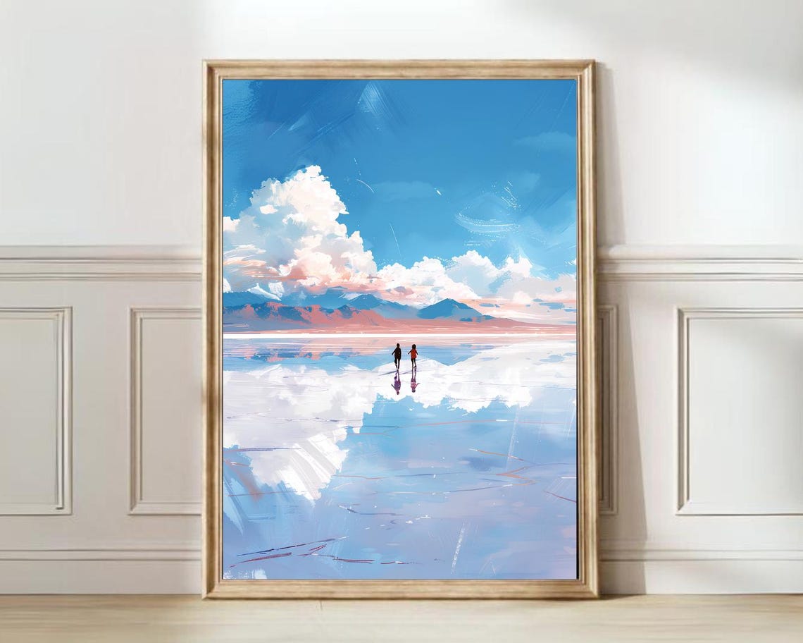 Bolivia Print Bolivia Illustration Uyuni Travel Poster Uyuni Print Poster Bolivia Gift Flamingo Print Traveler Gift