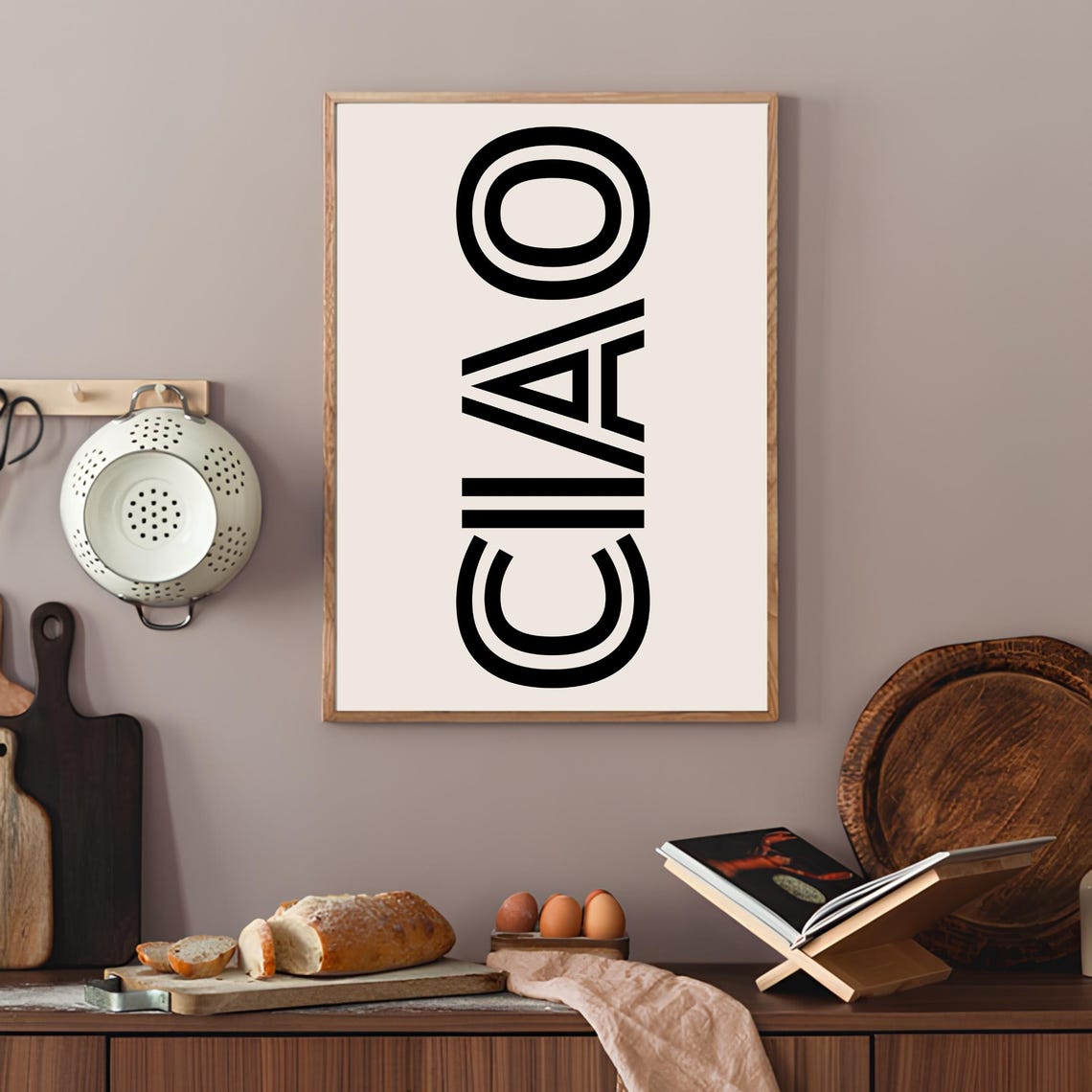 Ciao Outline Letter Vertical Typography Modern Italian Wall Art - Image 3