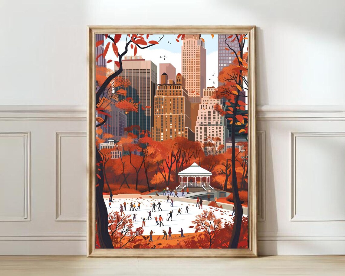New York Central Park Winter Poster, Travel Print