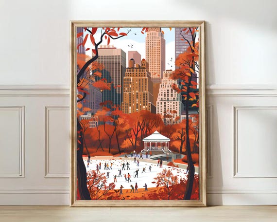 New York Central Park Winter Poster, Travel Print