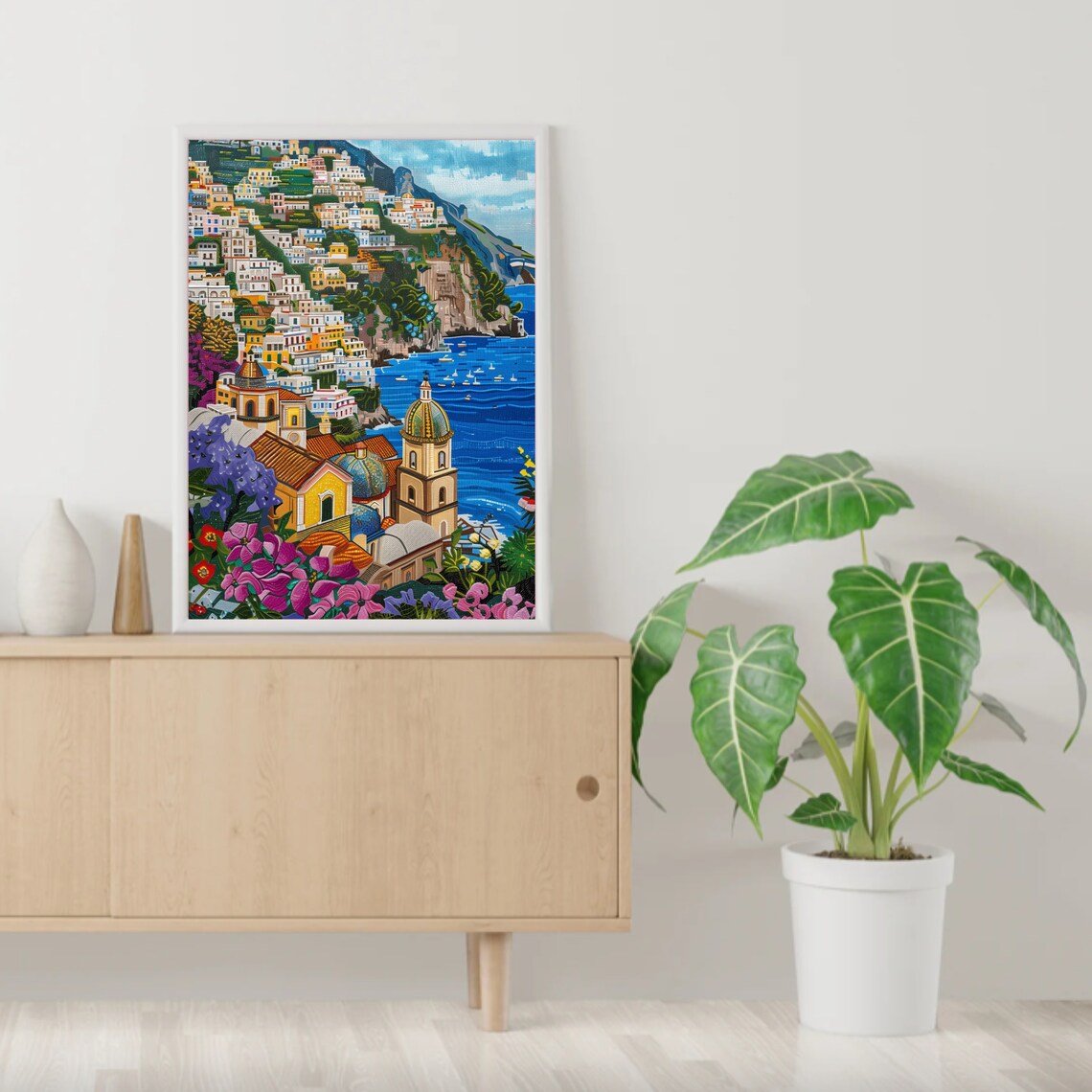 Amalfi Print Amalfi Mosaic Print Bead Art Positano Poster Amalfi Illustration Colorful Wall Art Eclectic Print Italy Print Amalfi Travel - Image 2
