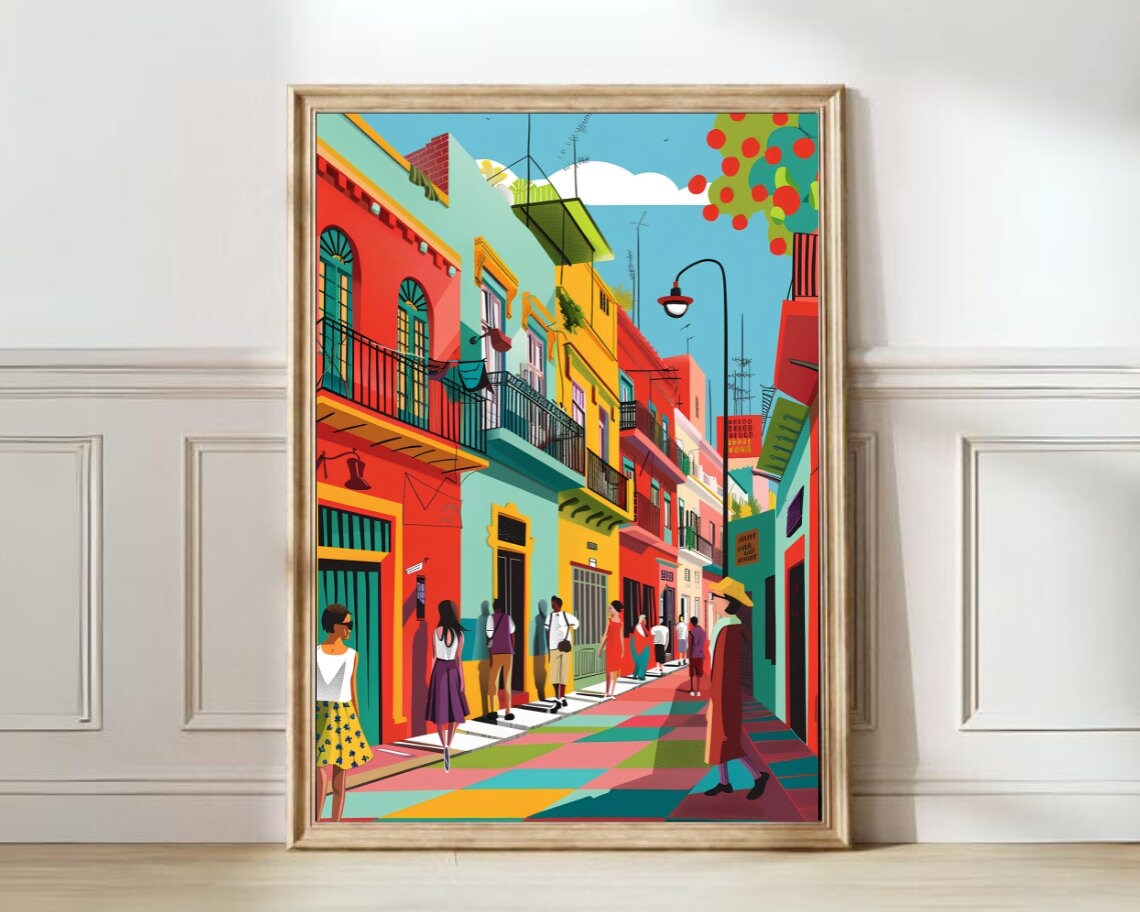 Buenos Aires La Boca Colorful Caminito Street Scene Art Poster