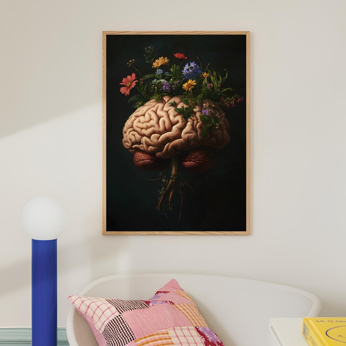Brain Vintage Floral Anatomy Halloween Art Print - Image 2