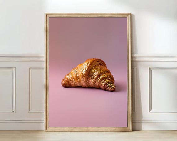 Disco Croissant Print Mauve Wall Art Croissant Poster Glitter Pop Art Croissant Dining Room Print Funky Art Eclectic Print Kitchen Print