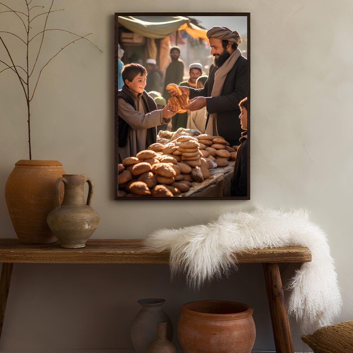 Afghanistan Kabul Bread Market Vendor Street Photography Print - Image 2