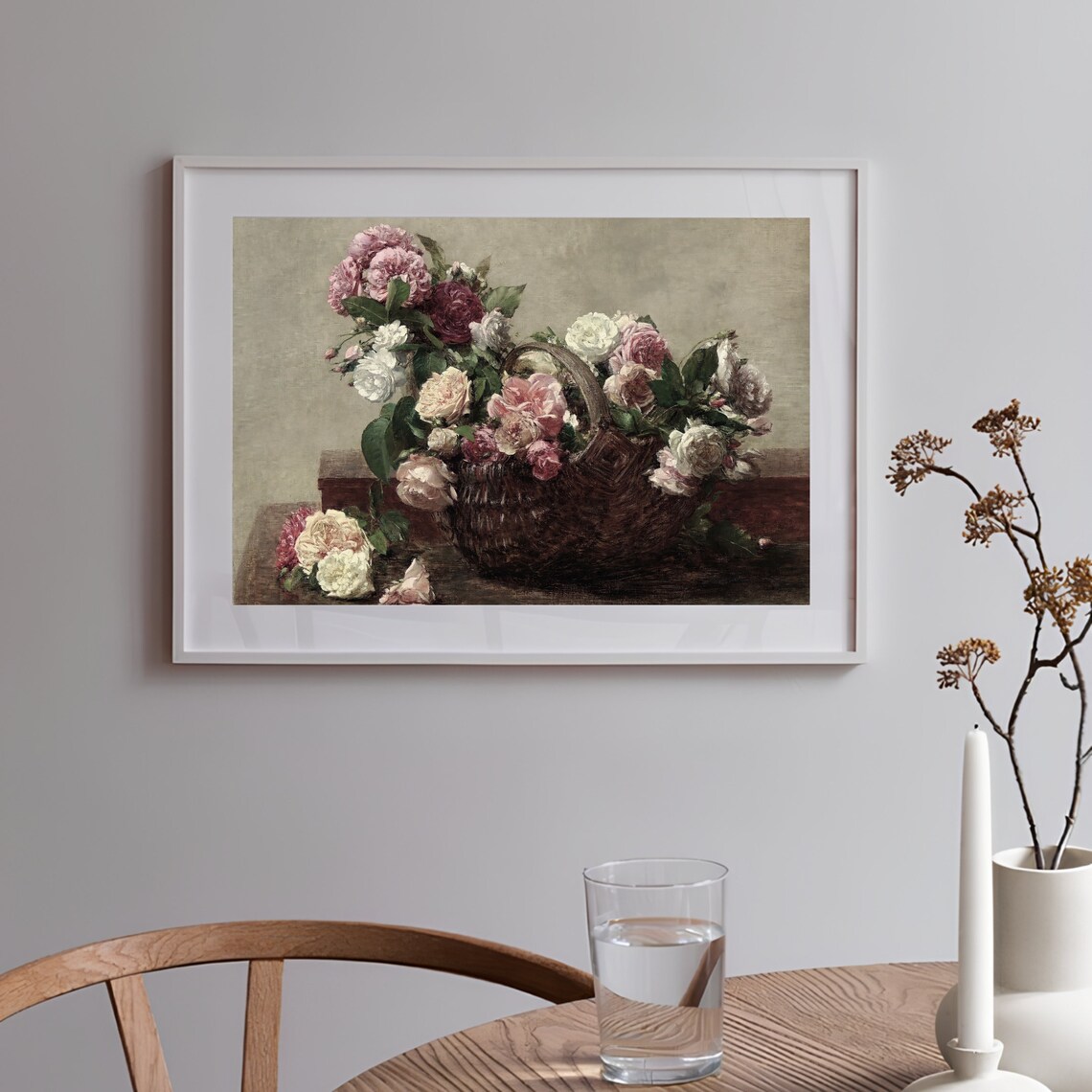 Moody Flowers Painting Vintage Flower Print Dark Floral Print Vintage Roses Print Still Life Farmhouse Decor - Image 3