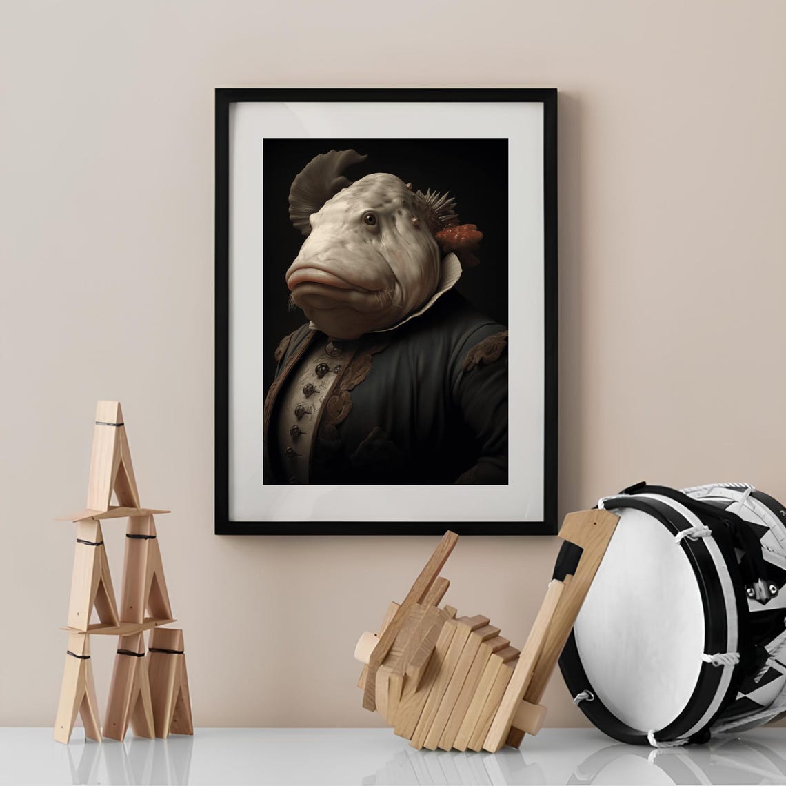 Victorian Blobfish Gentleman Portrait In Tailcoat Dark Gothic Poster - Image 3