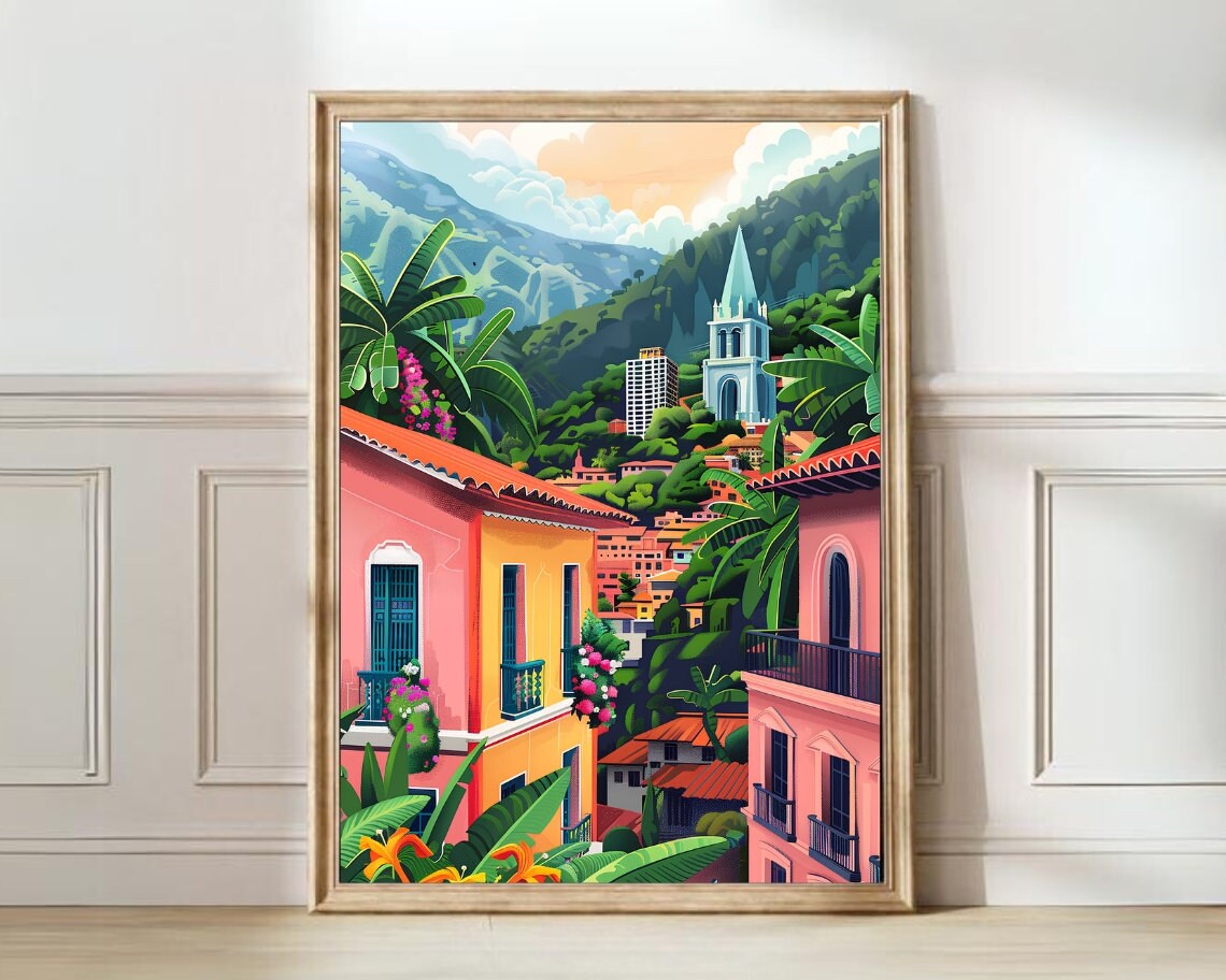 Bogota Travel Poster, Colombia Illustration Print